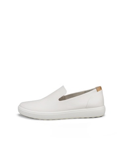 Women's ECCO® Soft 7 Leather Slip-On - White - Outside