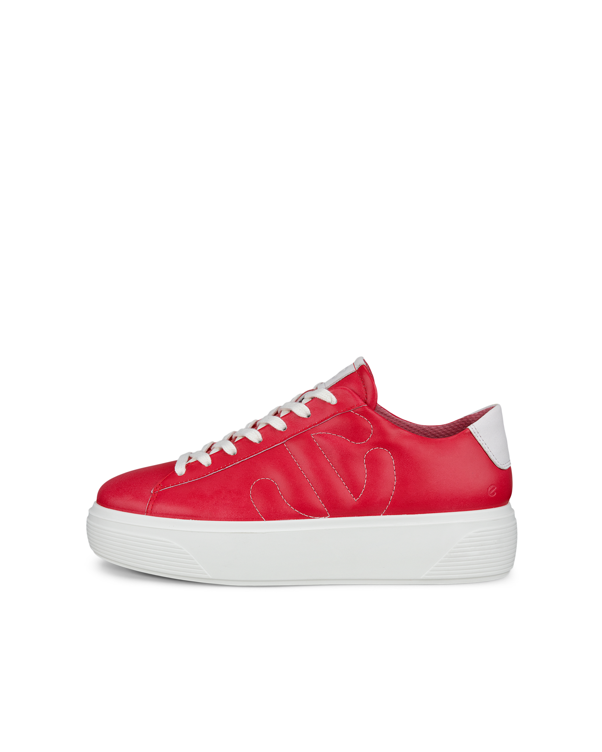 Women's ECCO® Street Platform Leather Platform Sneaker - Red - Outside