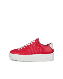 Women's ECCO® Street Platform Leather Platform Sneaker - Red - Outside