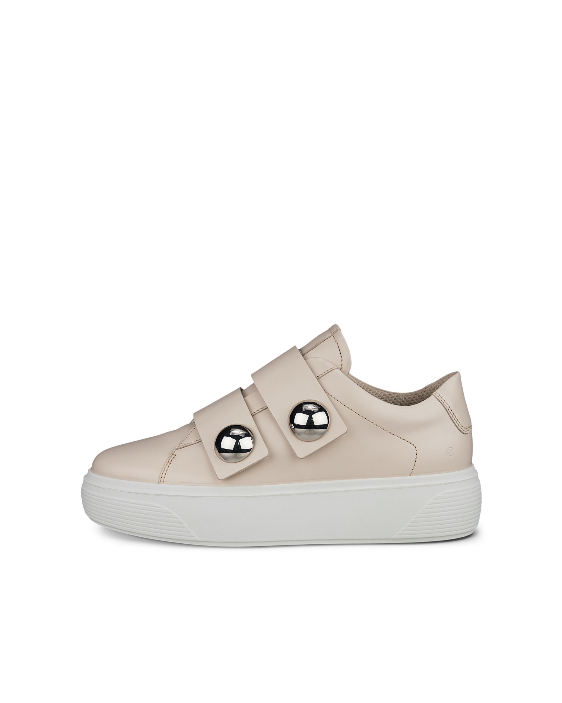 Women's ECCO® Street Platform Leather Sneaker - Beige - Outside