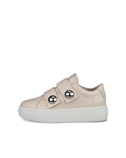 Women's ECCO® Street Platform Leather Sneaker - Beige - Outside