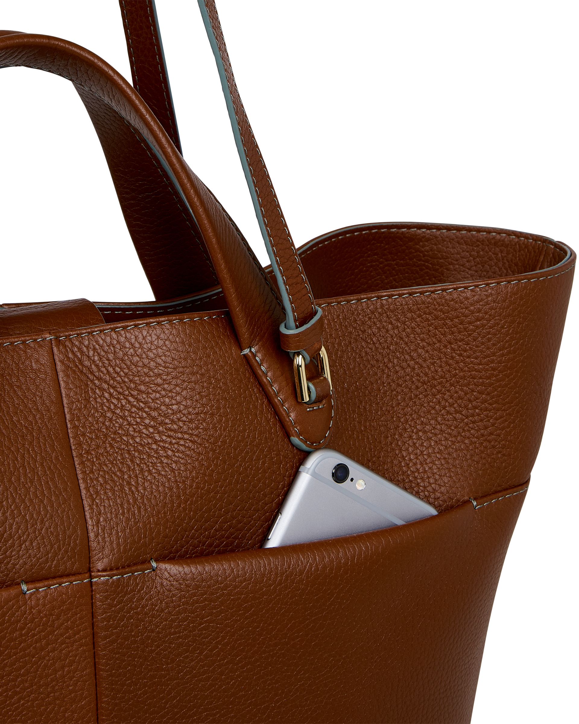 ECCO® Tote M Pebbled Leather Tote Bag - Brown - Detail-1