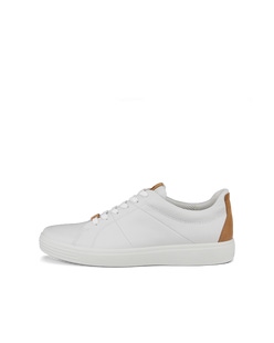 Men's ECCO® Soft Classic Nubuck Sneaker - White - Outside