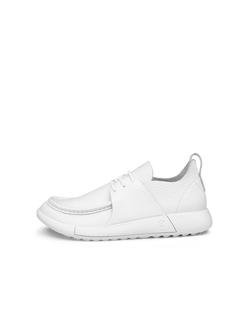 Women's ECCO® Cozmo Nubuck Moc-Toe Shoe - White - Outside