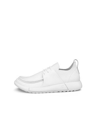 Women's ECCO® Cozmo Leather Moc-Toe Shoe - White - Outside