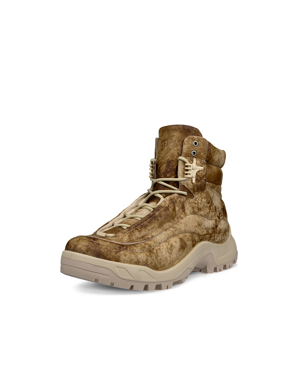 Men s ECCO Offroad Leather Outdoor Ankle Boot Beige