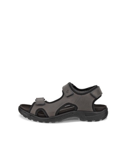 Men's ECCO® Onroads Nubuck Outdoor Sandal - Grey - Outside