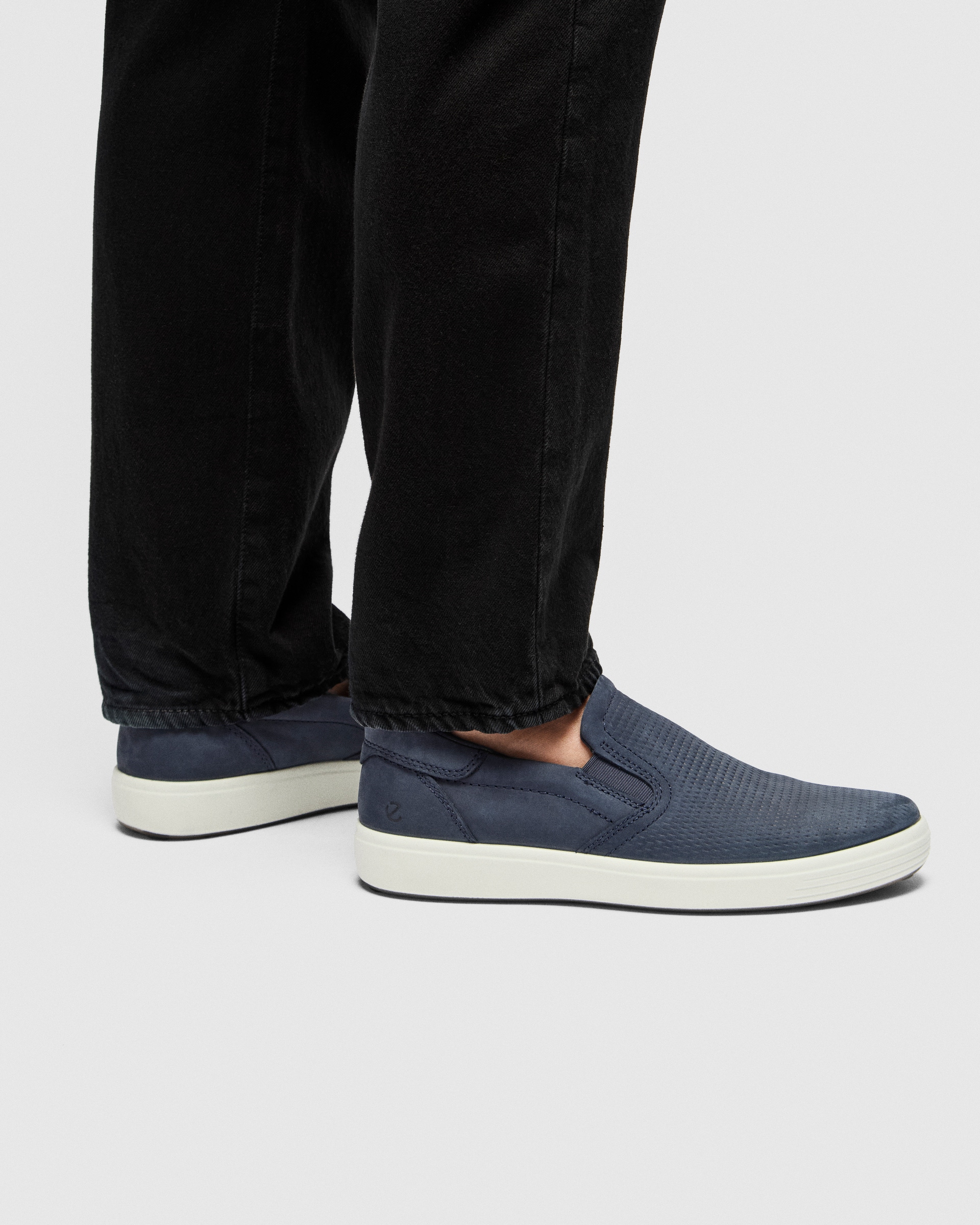 Men's ECCO® Soft 7 Nubuck Slip-On - Blue - Lifestyle image-1