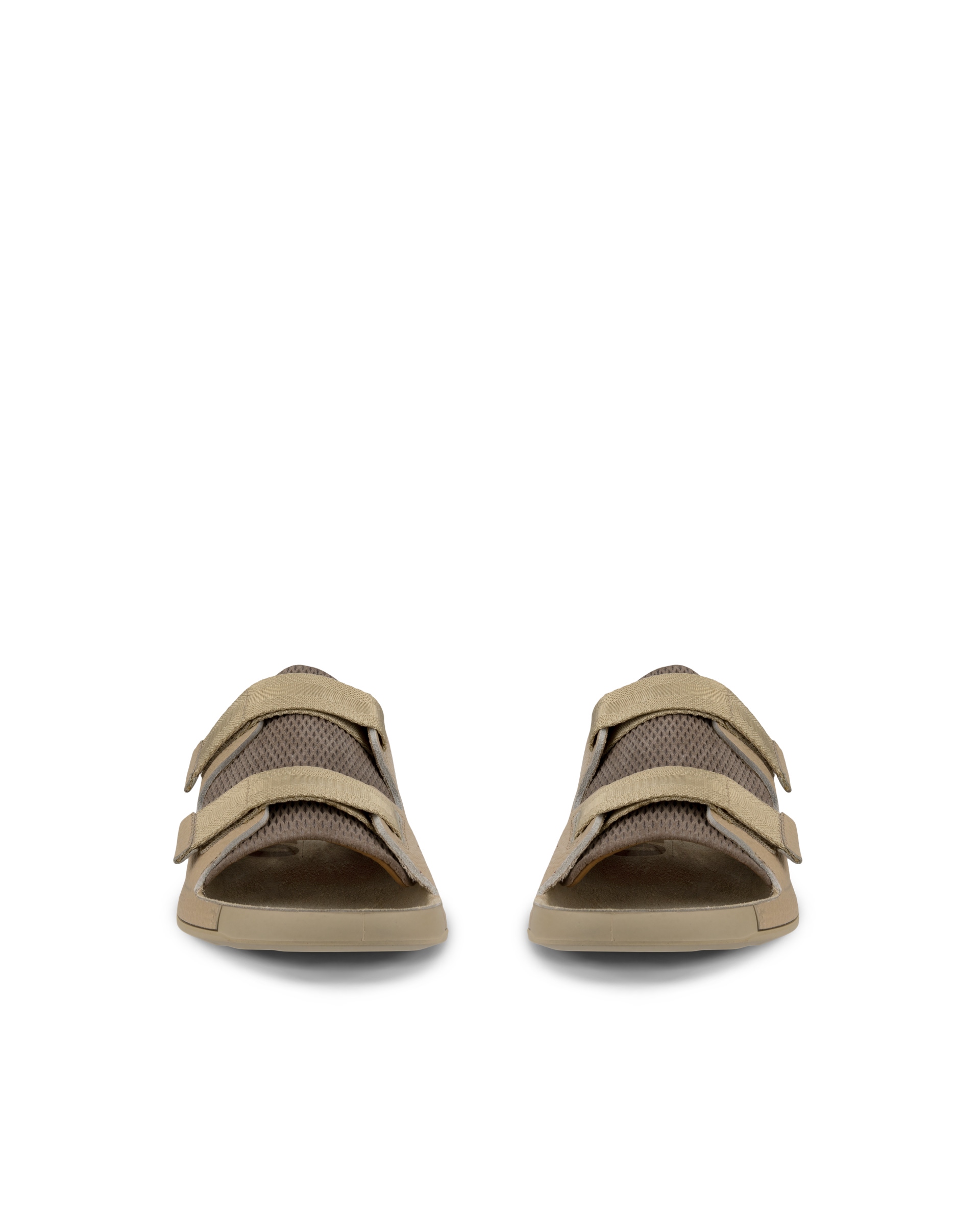 Men's ECCO® Cozmo Leather Two-Strap Sandal - Brown - Front pair