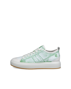 Men's ECCO® Street Ace Leather Sneaker - Green - Outside