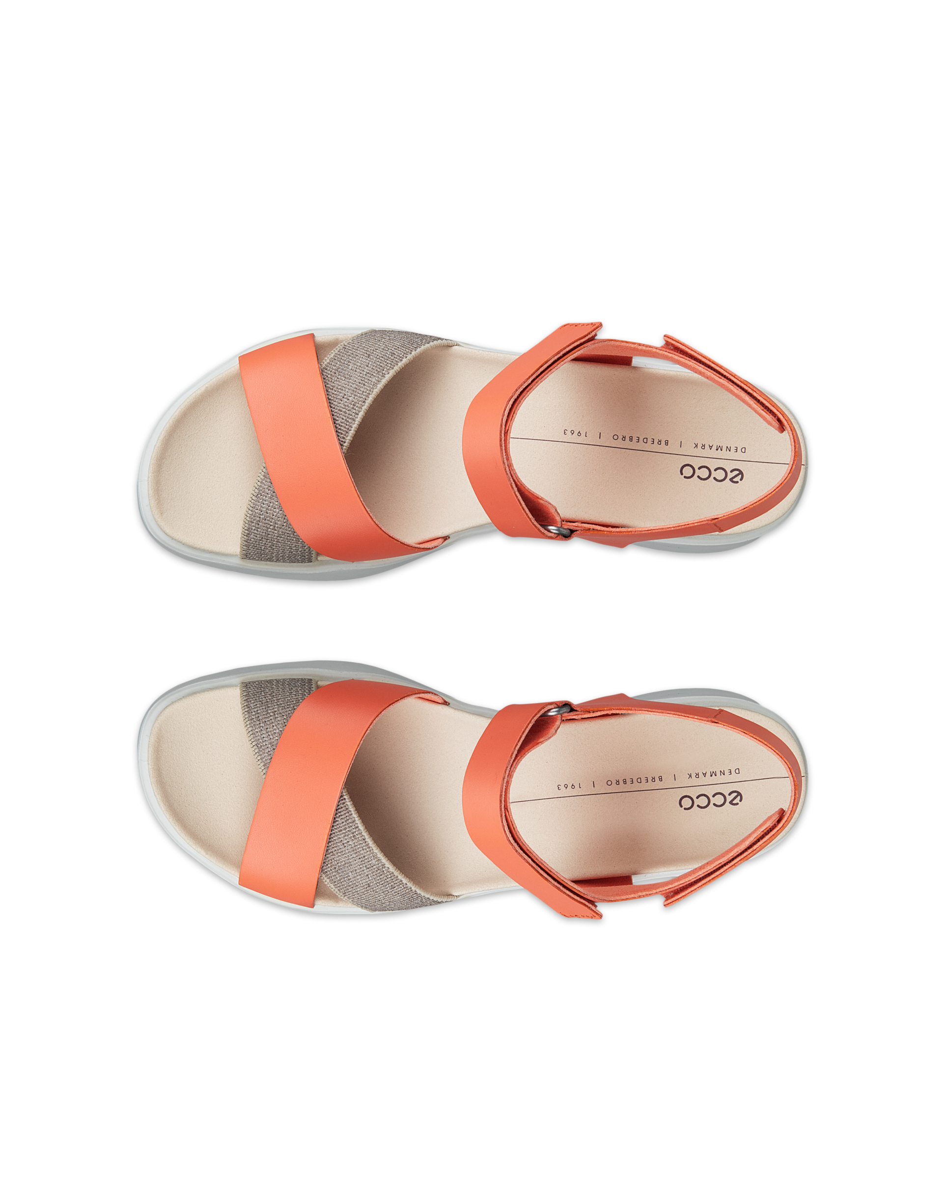 ECCO® Flowt LX sandale compensée cuir pour femme - Orange - Top left pair