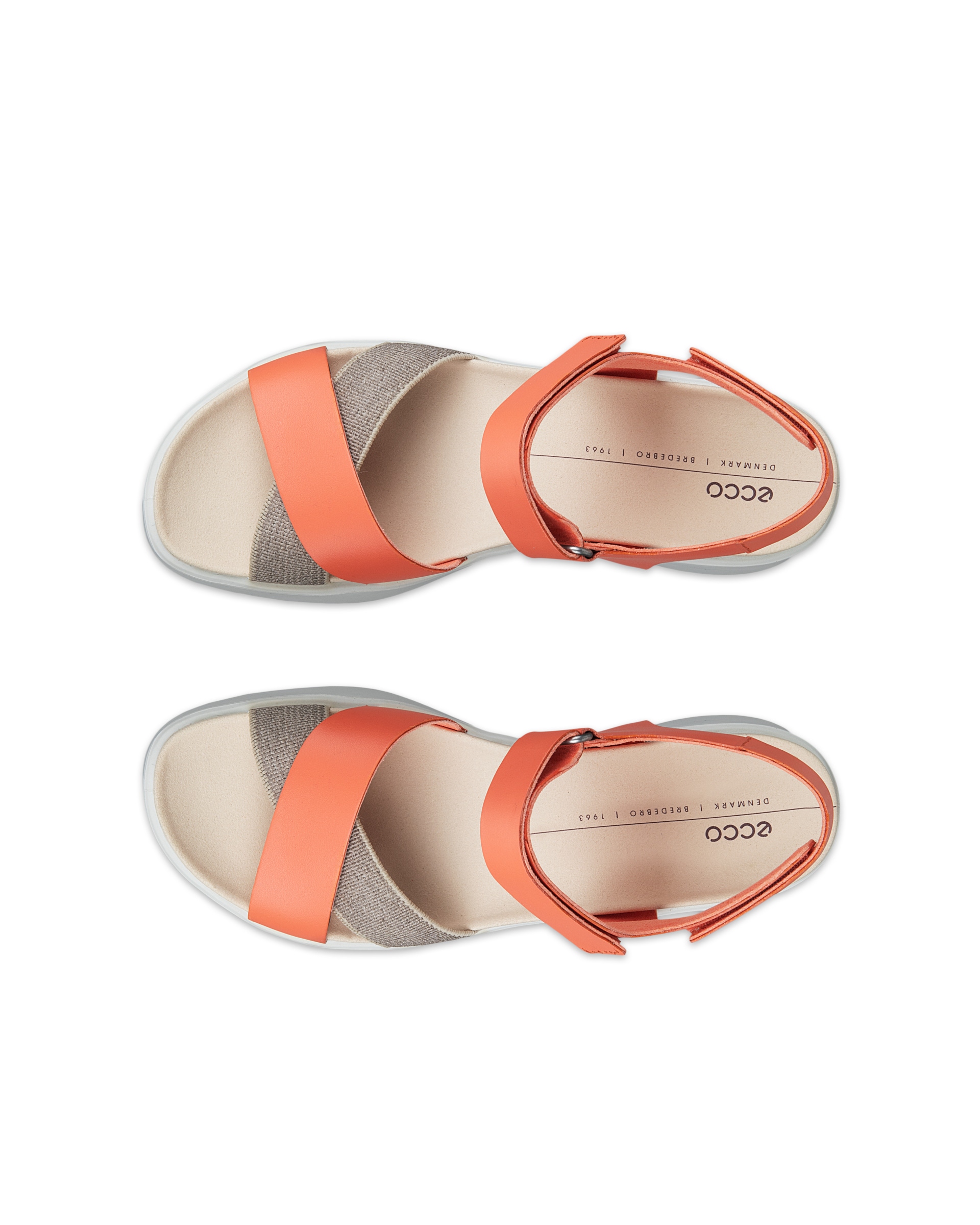 ECCO® Flowt LX sandale compensée cuir pour femme - Orange - Top left pair