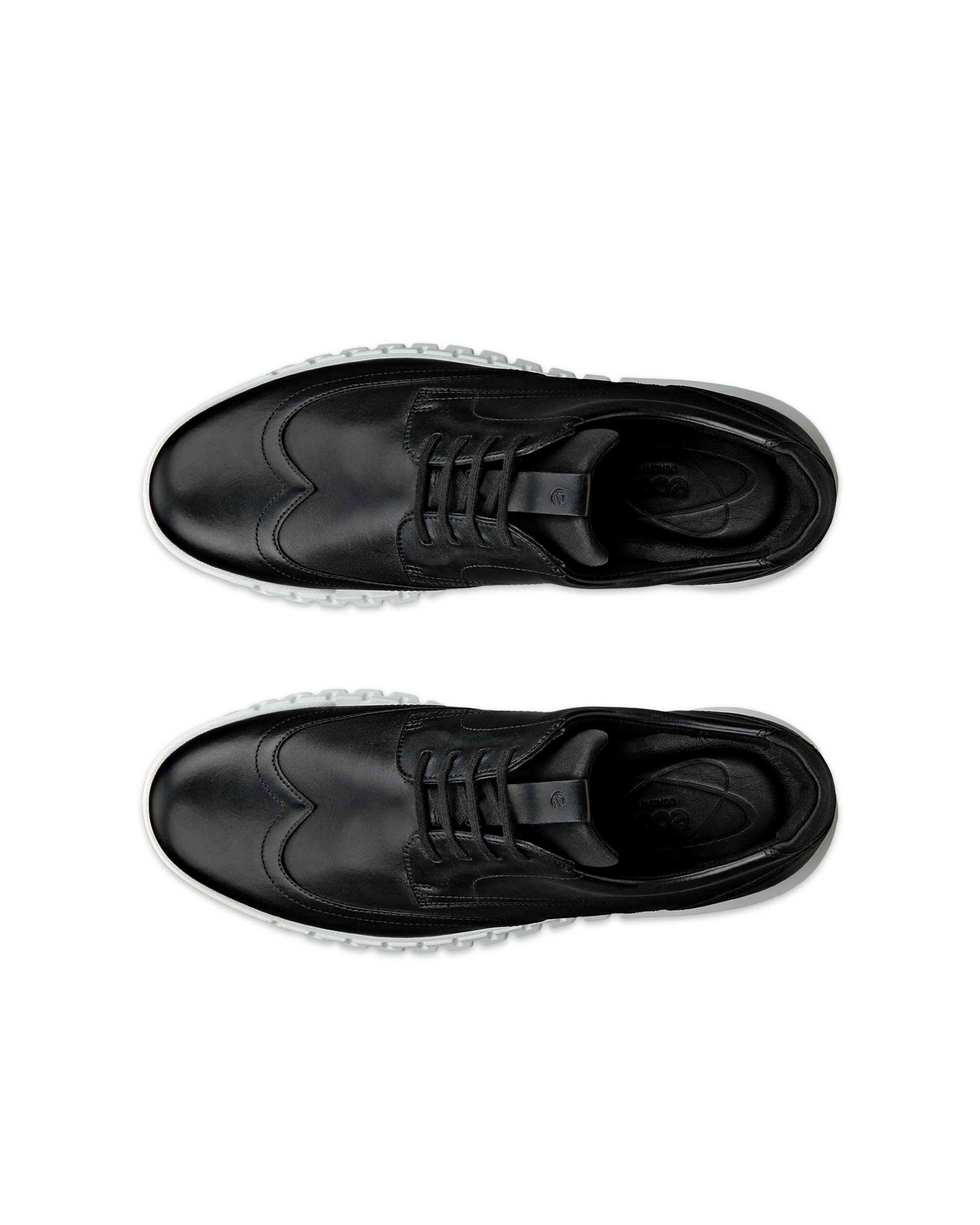 Men's ECCO® Gruuv Hybrid Leather Wingtip Shoe - Black - Top left pair