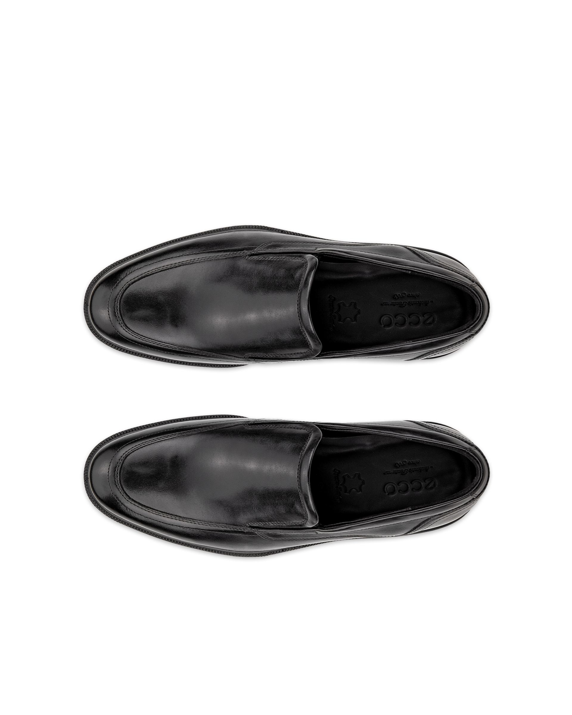 Men's ECCO® Lisbon Leather Slip-On Dress Shoe - Black - Top left pair