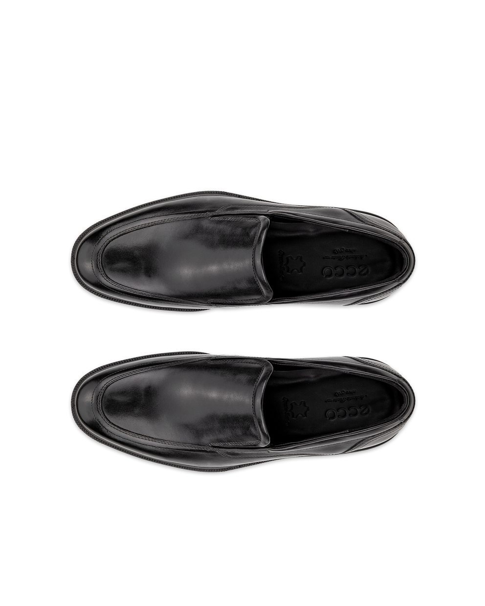 Men's ECCO® Lisbon Leather Slip-On Dress Shoe - Black - Top left pair