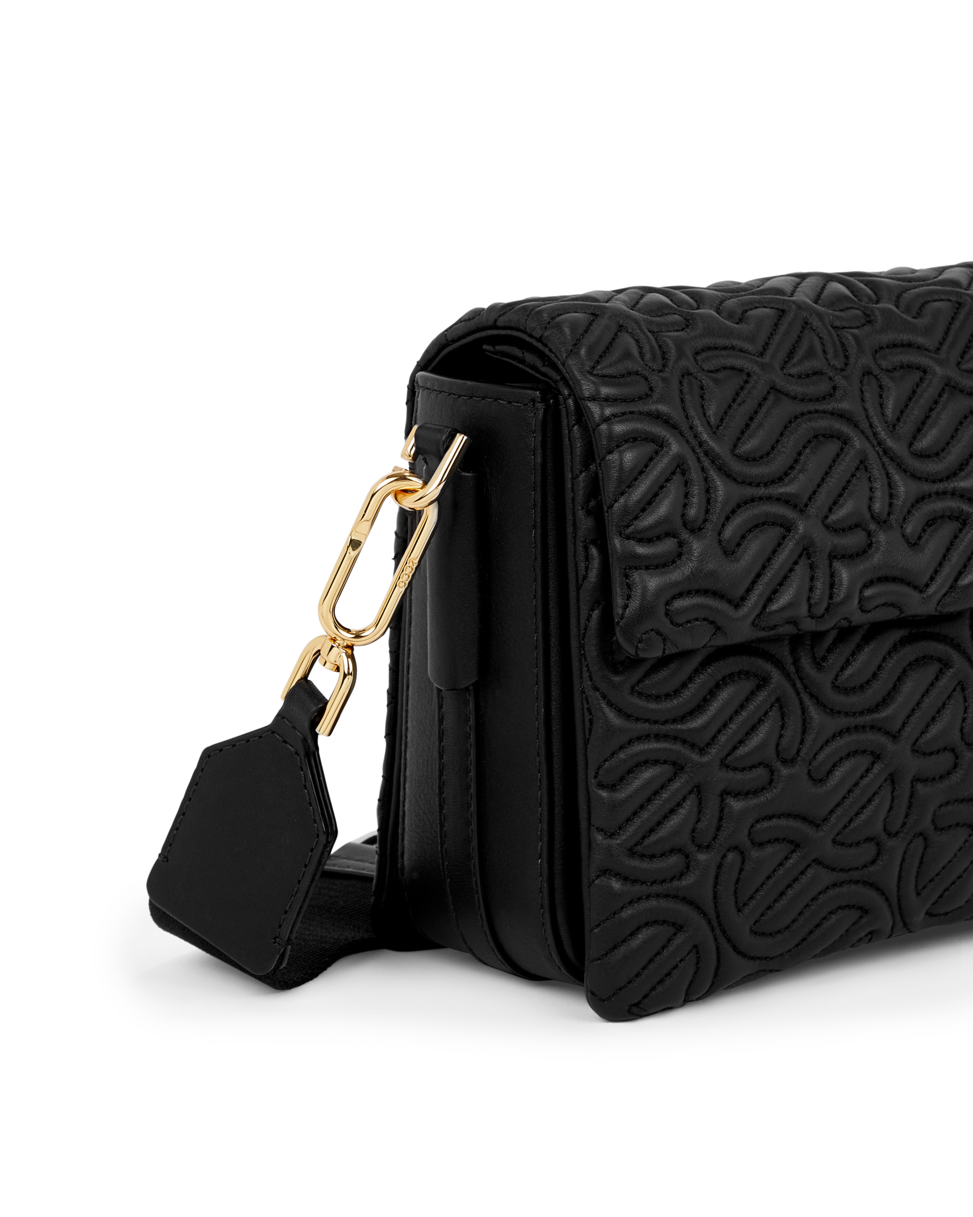 ECCO® Pinch Large Quilted Wave Leather Crossbody Bag - Black - Detail-2