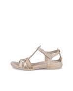 Women's ECCO® Flash Leather T-Bar Sandal - Grey - Outside