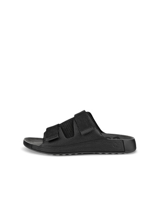 Men's ECCO® Cozmo Leather Two-Strap Sandal - Black - Outside