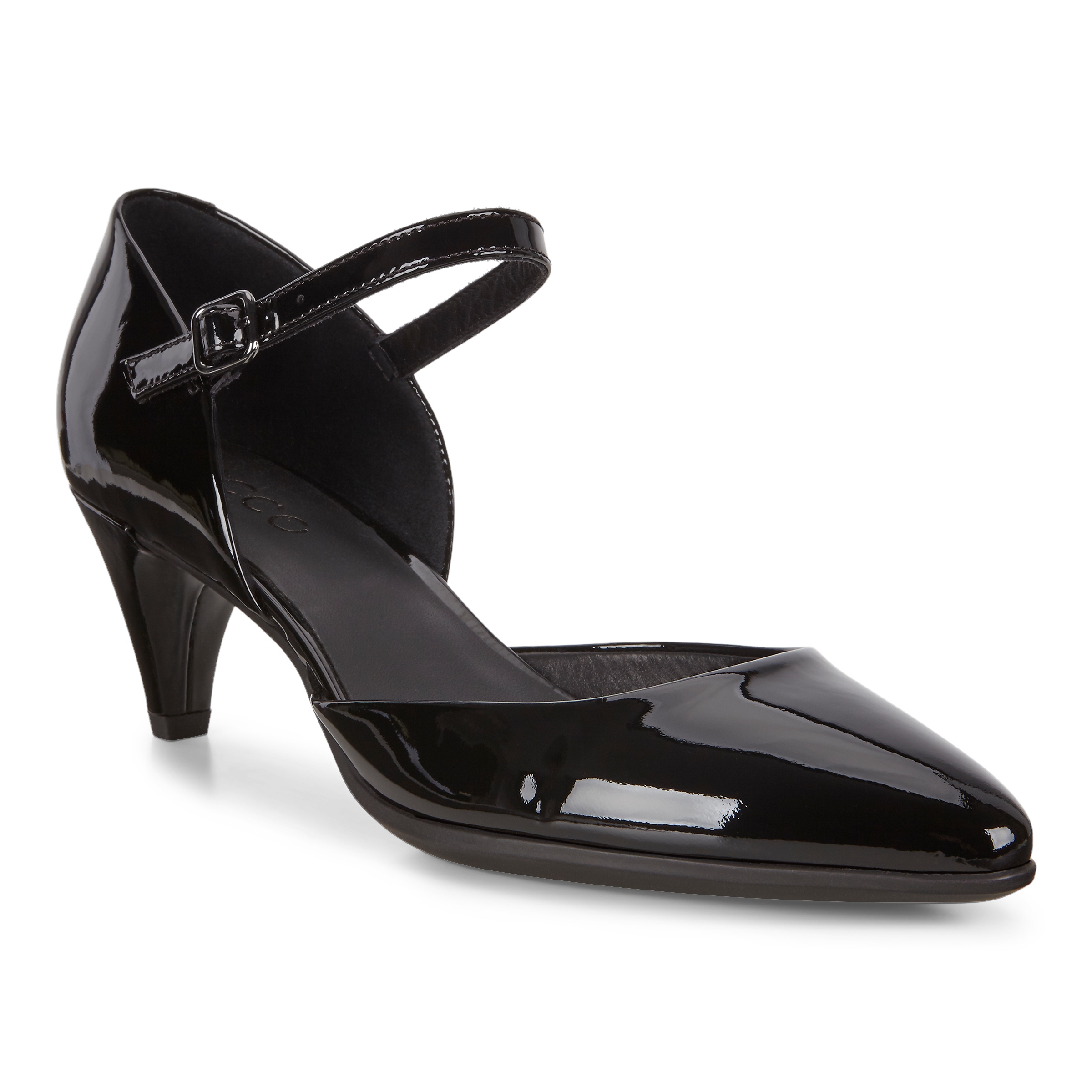 ECCO Women Shape 45 Pointy Sleek Ankle Strap Pump - Black - Main