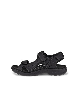 Men's ECCO® Onroads Nubuck Walking Sandal - Black - Outside