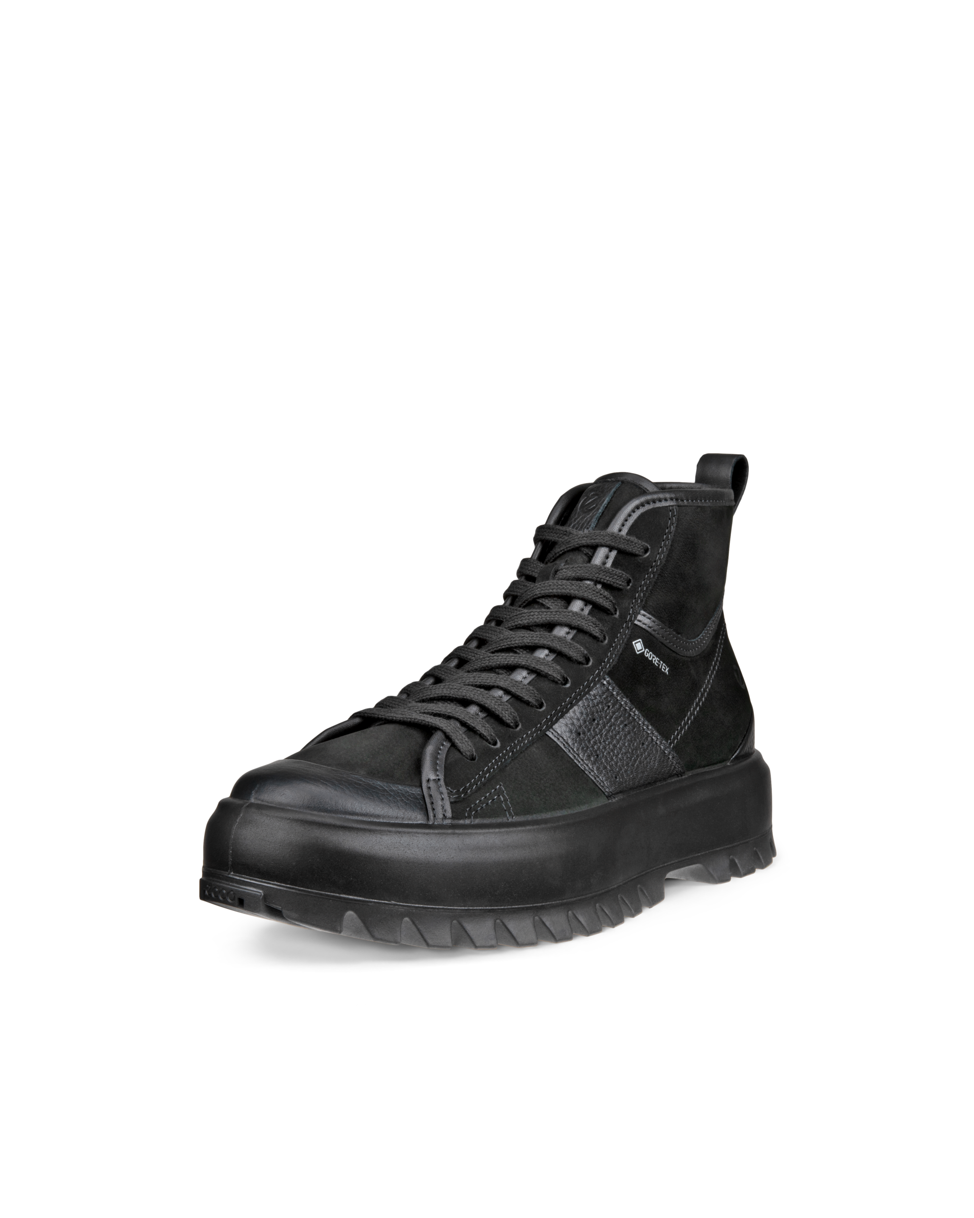 Women's ECCO® Street Ace Rugged Nubuck Gore-Tex High-Top Sneaker - Black - Main