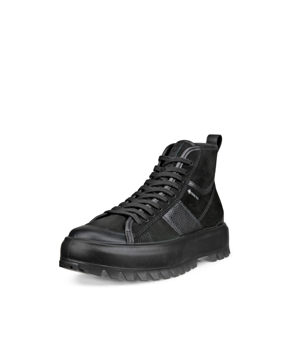 Women's ECCO® Street Ace Rugged Nubuck Gore-Tex High-Top Sneaker - Black - Main