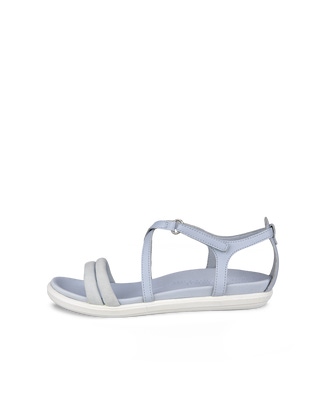 Women's ECCO® Simpil Leather Flat Sandal - Blue - Outside