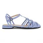 Women's ECCO® Anine Squared Leather Sandals - Blue - Outside