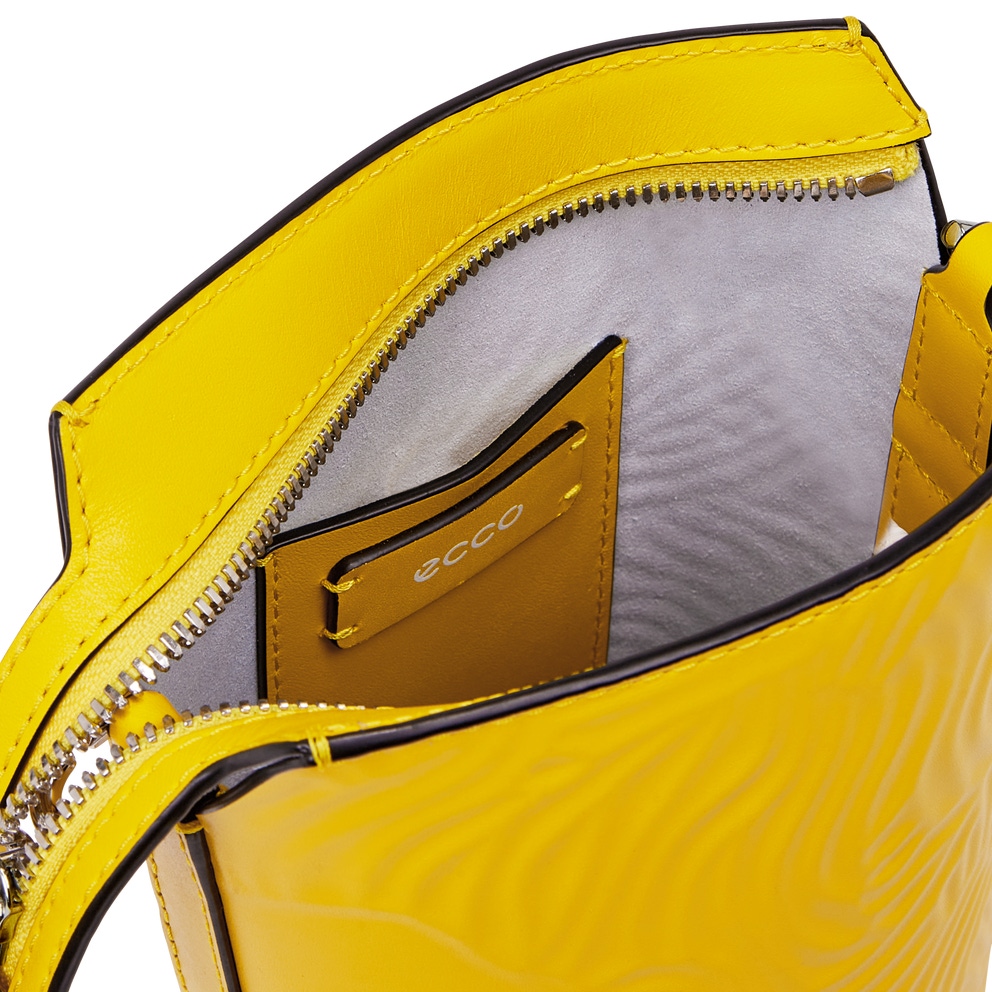 ECCO® Fingerprint Oversized Pot Leather Crossbody Bag - Yellow - Inside