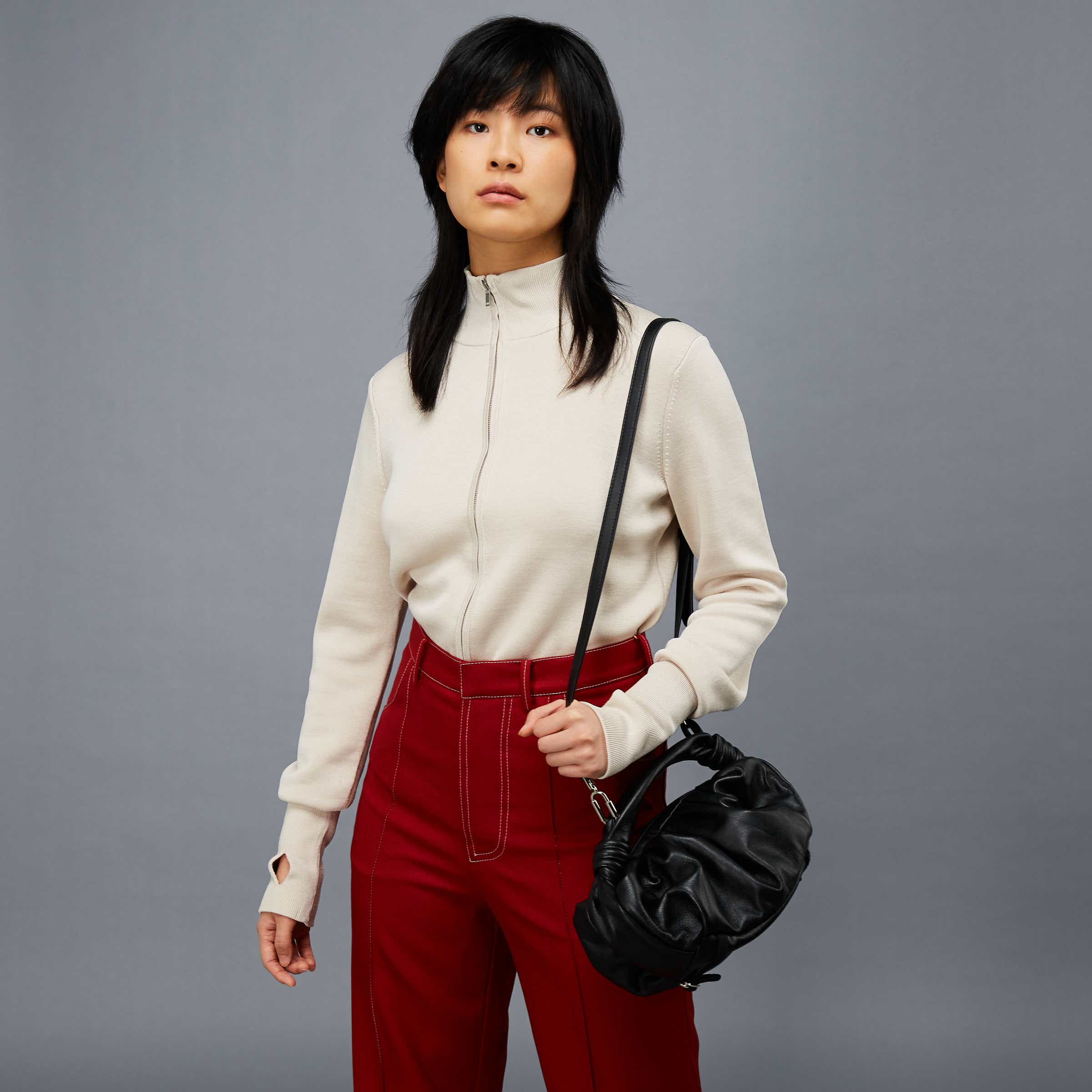 ECCO Scrunch Full Size レザーホーボーバッグ - ブラック - Modelshot-1