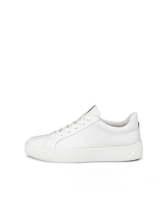 Women's ECCO® Street Tray Leather Sneaker - White - Outside