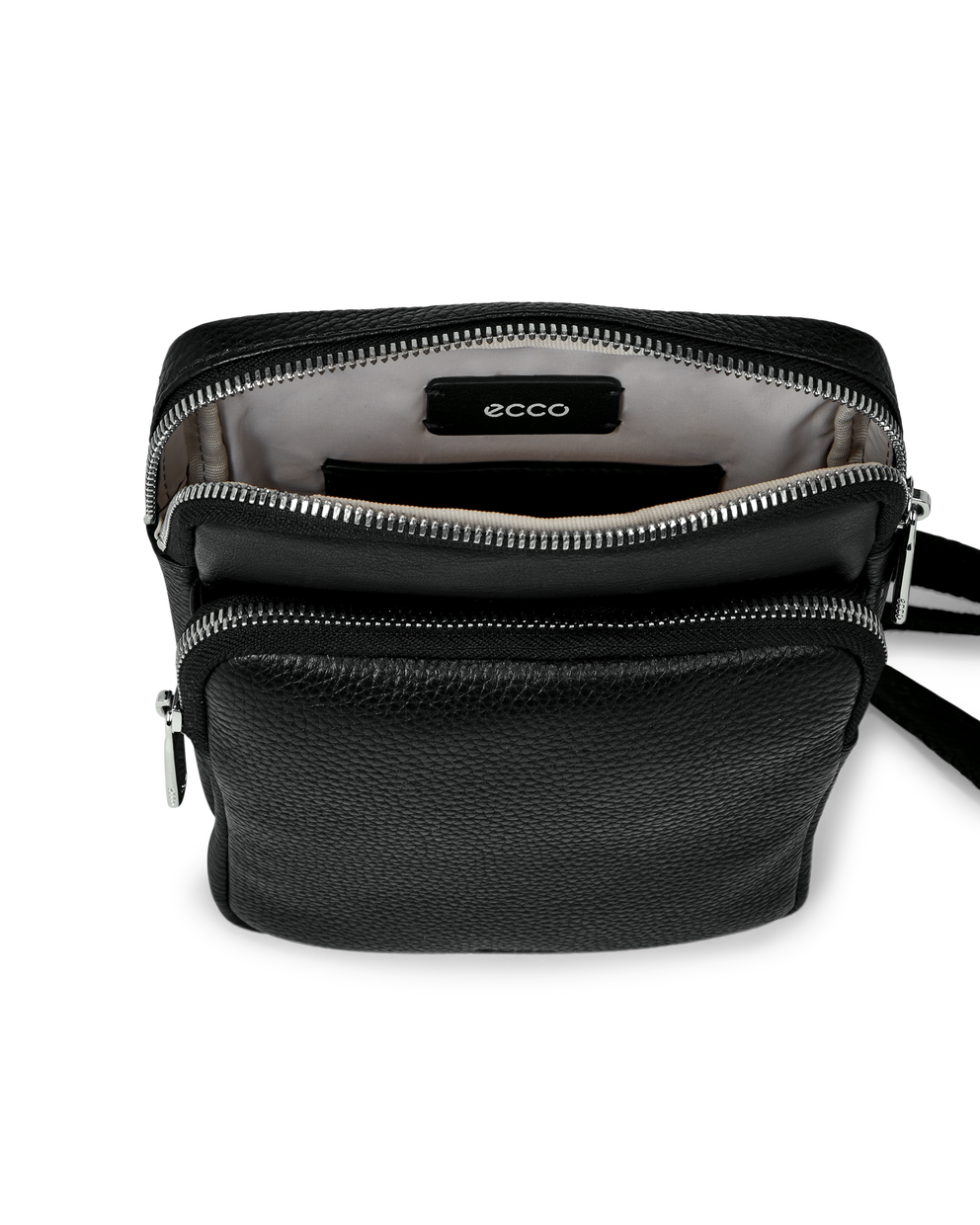 ECCO® Textureblock Leather Crossbody Bag - Black - Inside