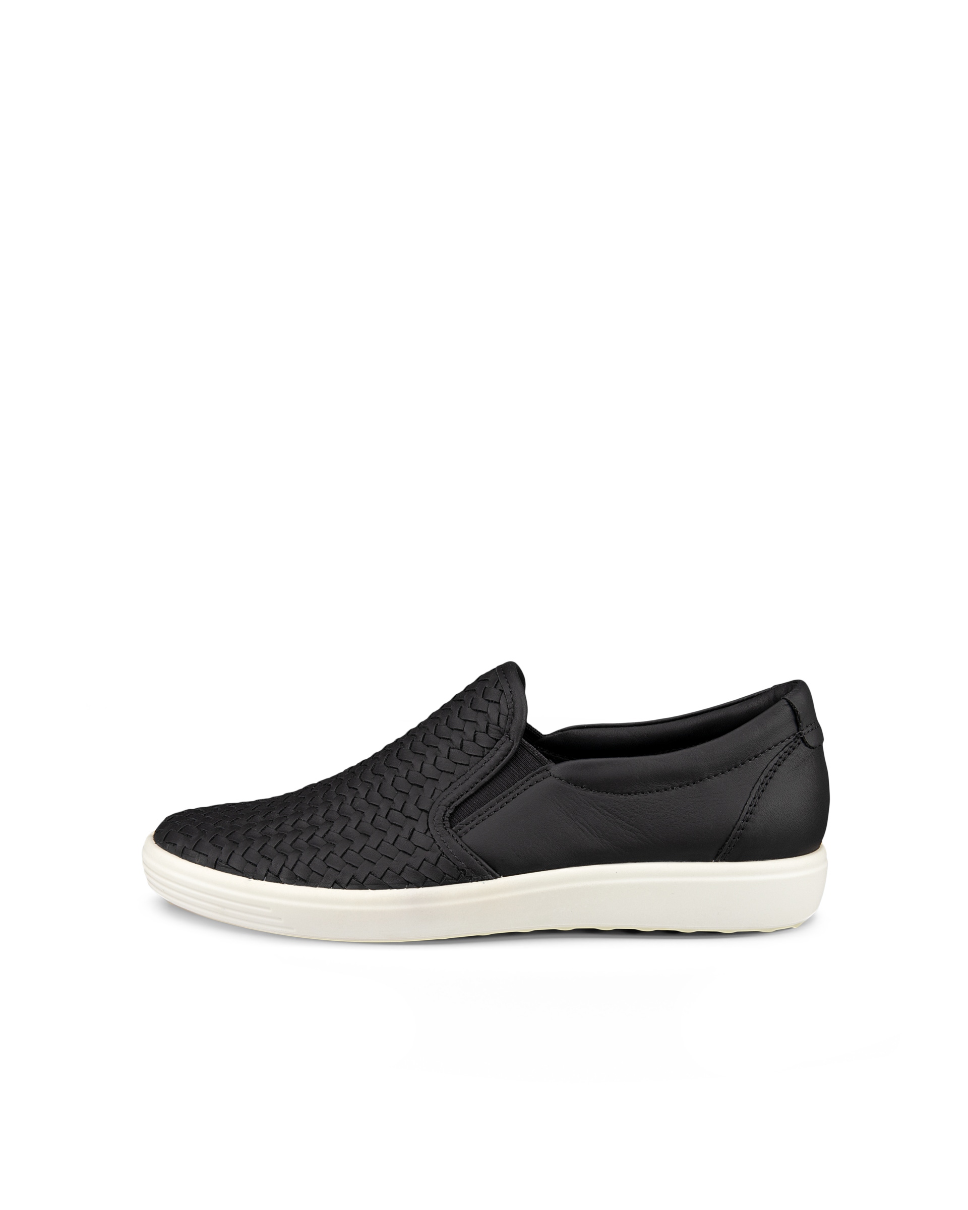 ECCO® Soft 7 baskets sans lacets en cuir pour femme - Noir - Outside