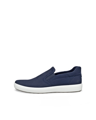 Men's ECCO® Soft 7 Nubuck Slip-On - Blue - Outside