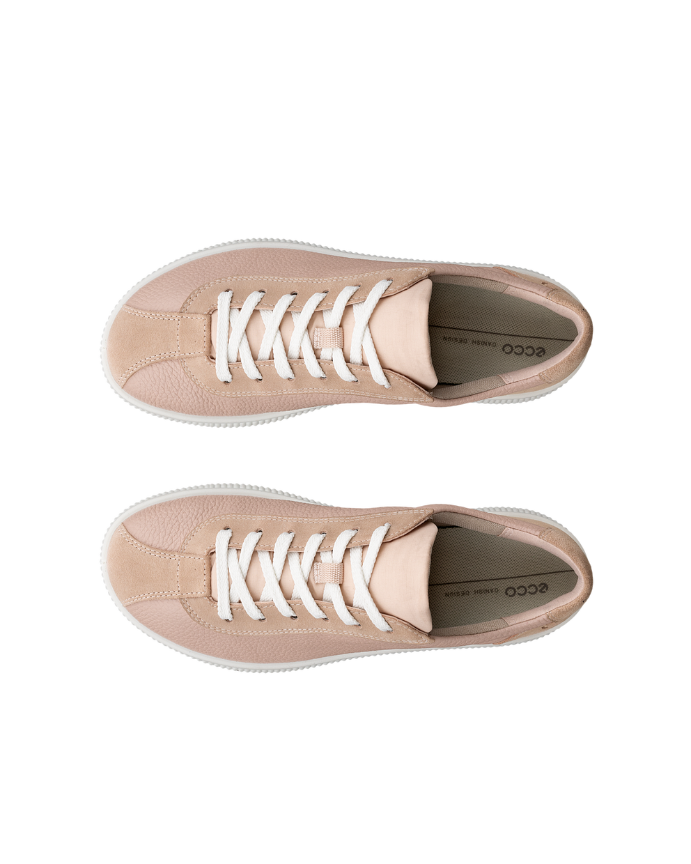 Women's ECCO® Soft Zero Leather Sneaker - Pink - Top left pair