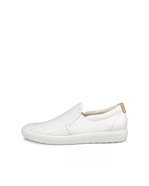 Women's ECCO® Soft 7 Leather Slip-On Sneaker - White - Outside