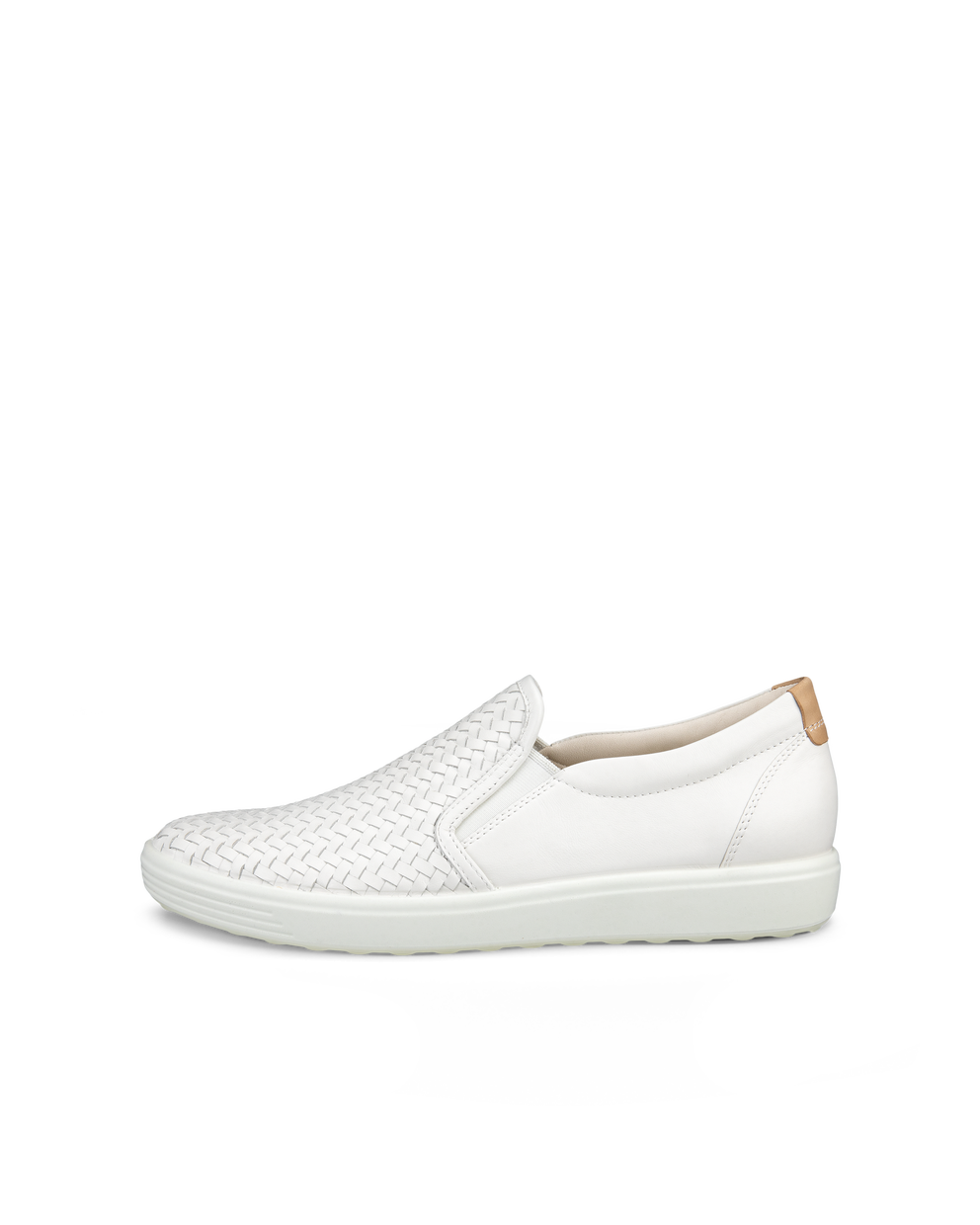 ECCO® Soft 7 baskets sans lacets en cuir pour femme - Blanc - Outside