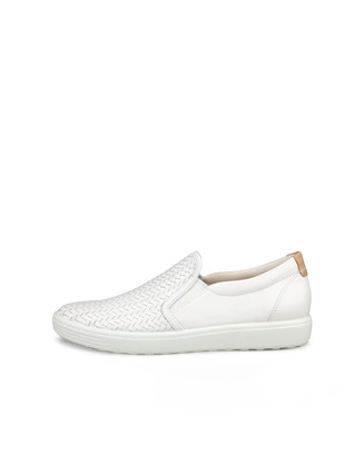 Women's ECCO® Soft 7 Leather Slip-On Sneaker - White - Outside