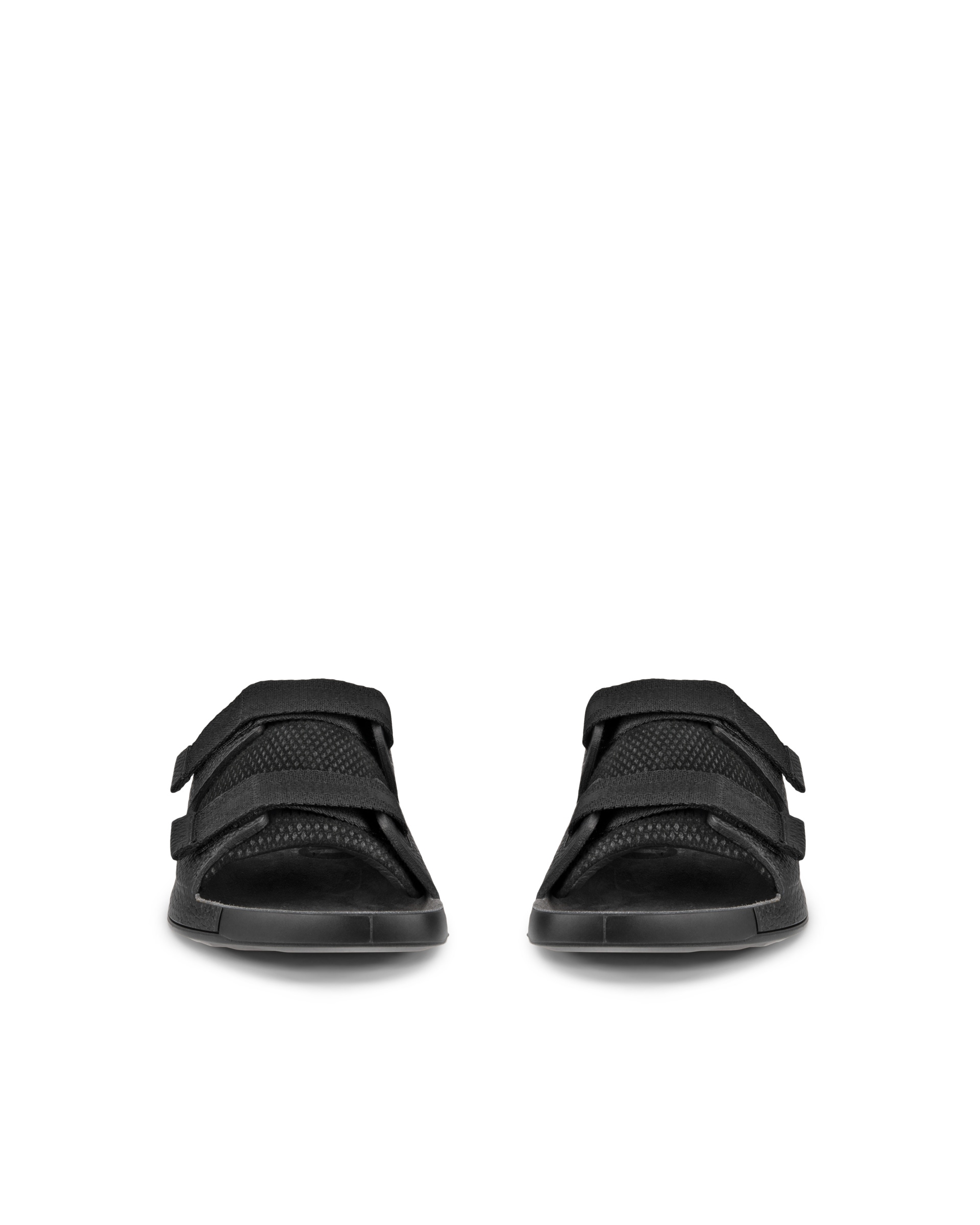 Men's ECCO® Cozmo Leather Two-Strap Sandal - Black - Front pair