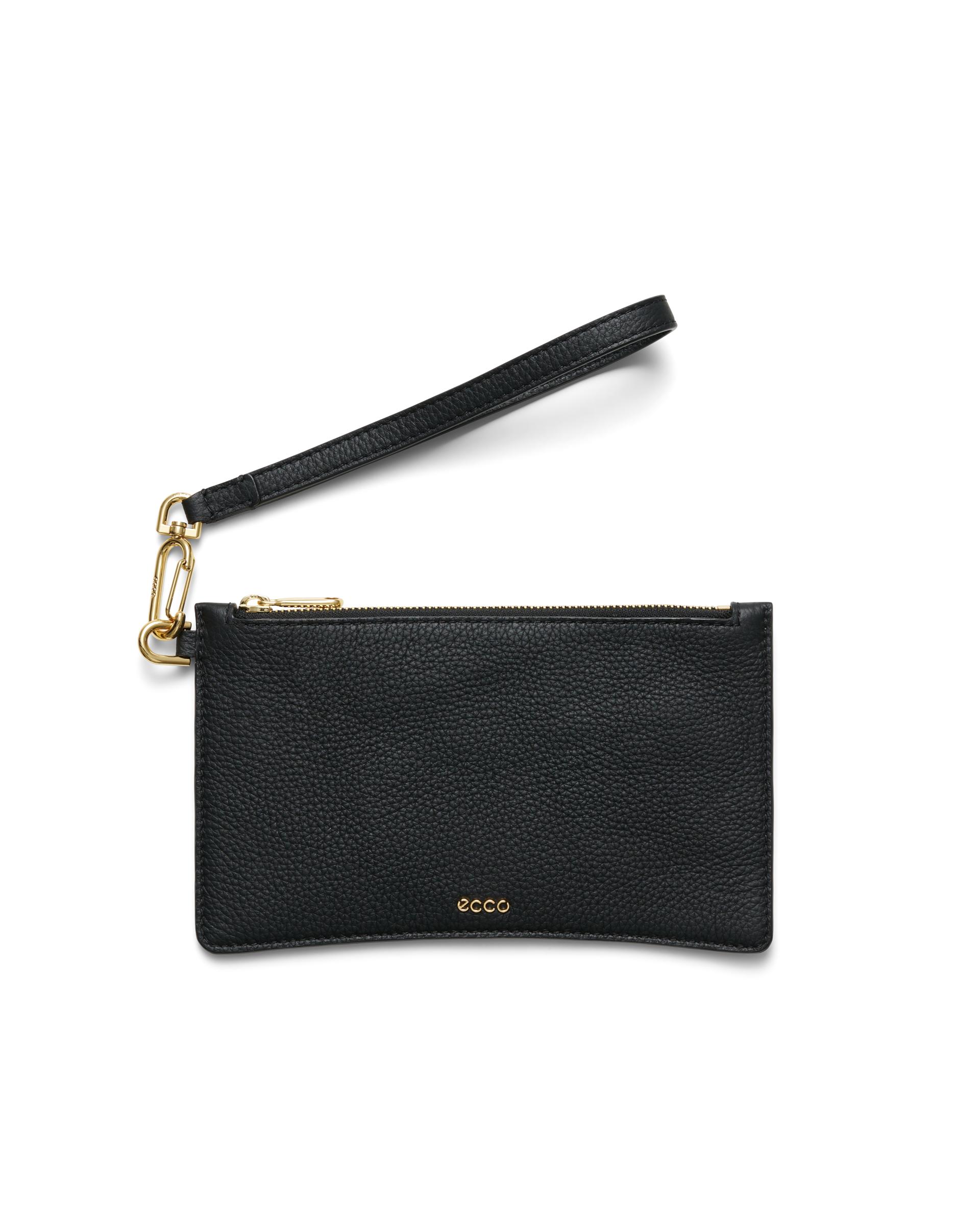 Women's ECCO® Wristlet Pebbled Leather Pouch Bag - Black - Main