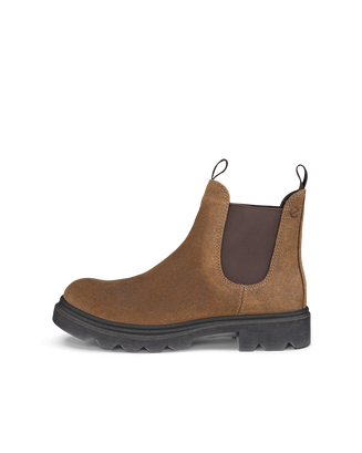 Women's ECCO® Grainer Suede Chelsea Boot - Brown - Outside