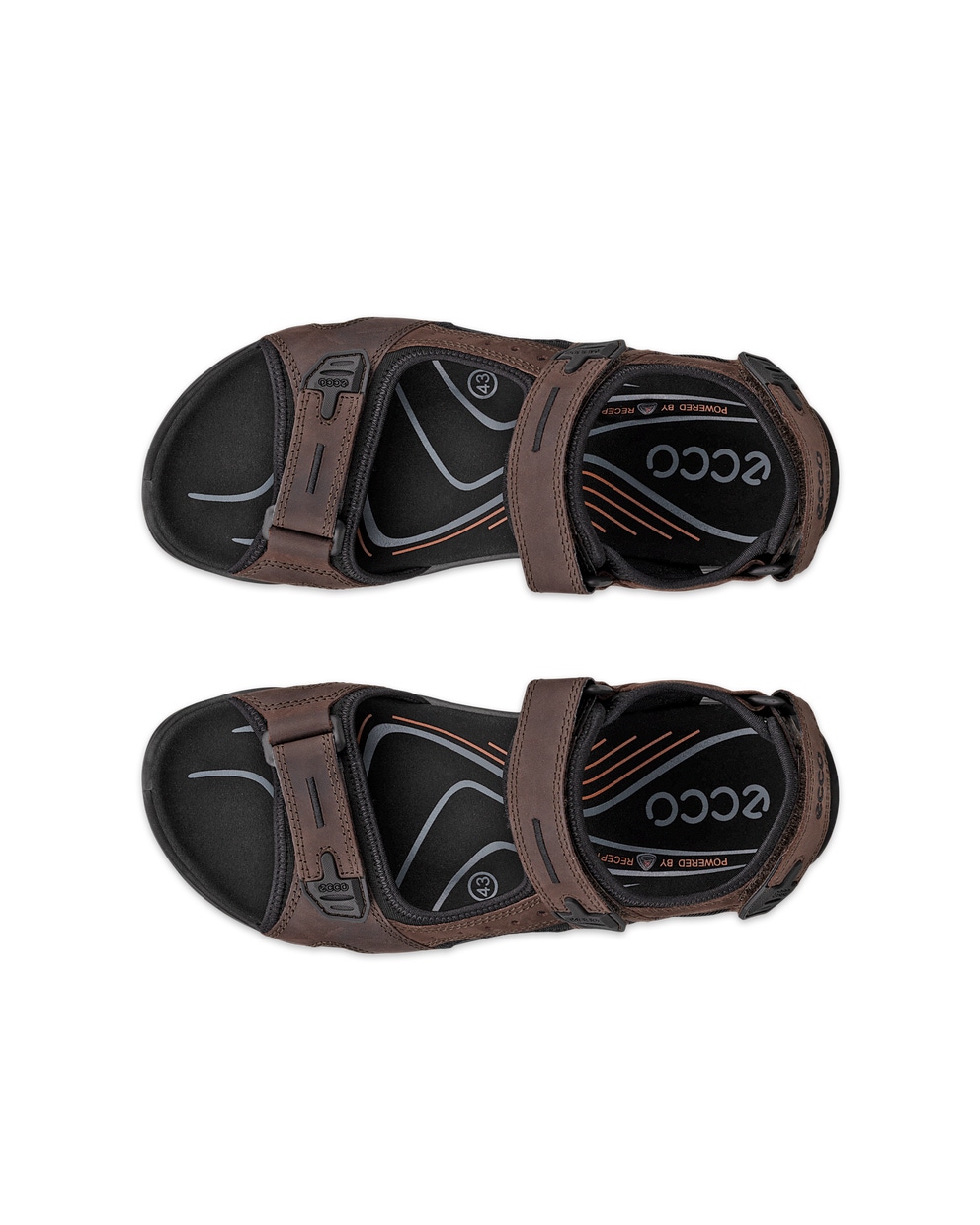 Men's ECCO® Offroad Nubuck Hiking Sandal - Brown - Top left pair