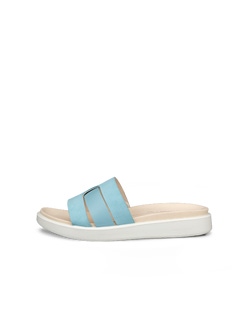 Women's ECCO® Flowt Leather Slide - Blue - Outside