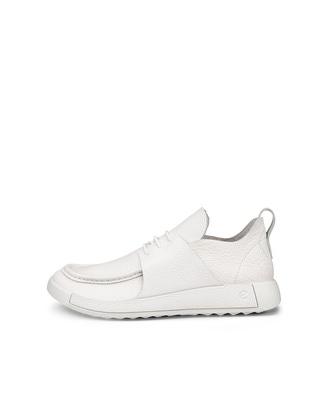 Men's ECCO® Cozmo Leather Moc-Toe Shoe - White - Outside