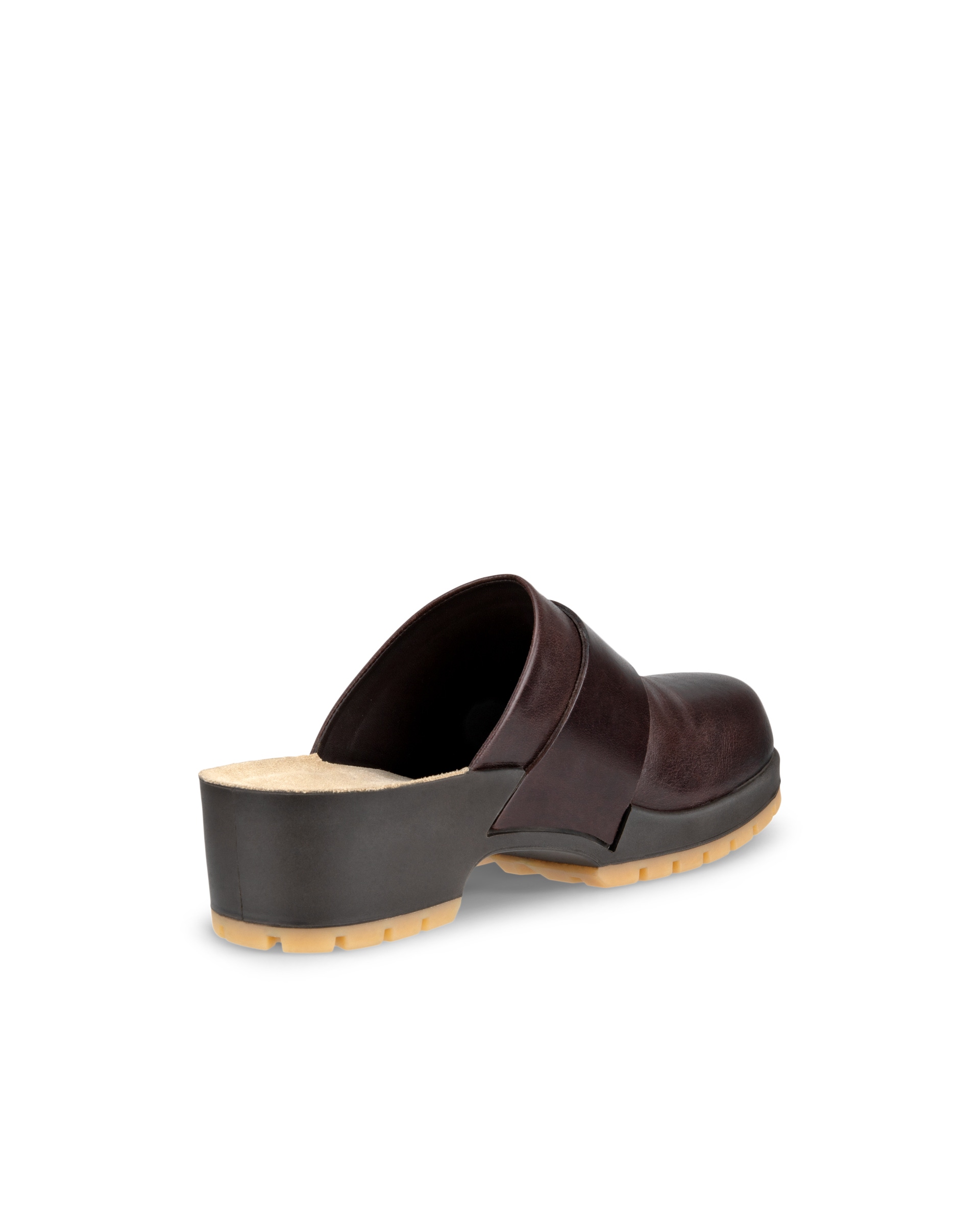 ECCO Women's Leather Comfort Clogs - Brown - Back