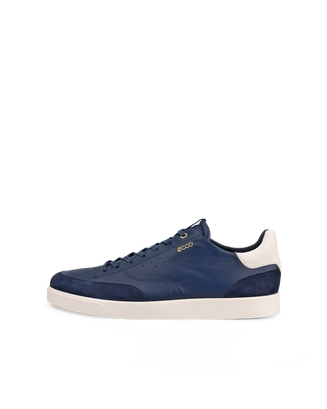 Men's ECCO® Street Lite Leather Sneaker - Blue - Outside