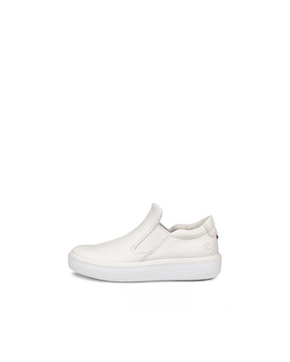 Kids' ECCO® Soft 60 Leather Slip-On - White - Outside