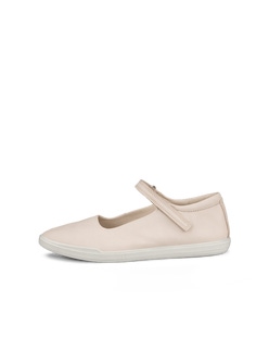 Women's ECCO® Simpil Leather Mary Jane's - Beige - Outside