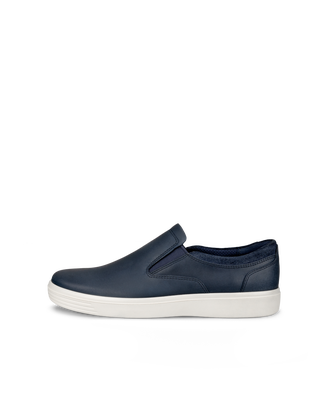 Men's ECCO® Soft Classic Leather Slip-On - Blue - Outside