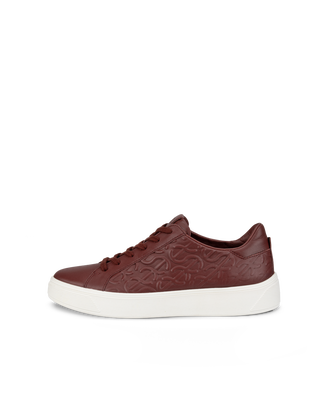 Women's ECCO® Street Tray Leather Sneaker - Red - Outside